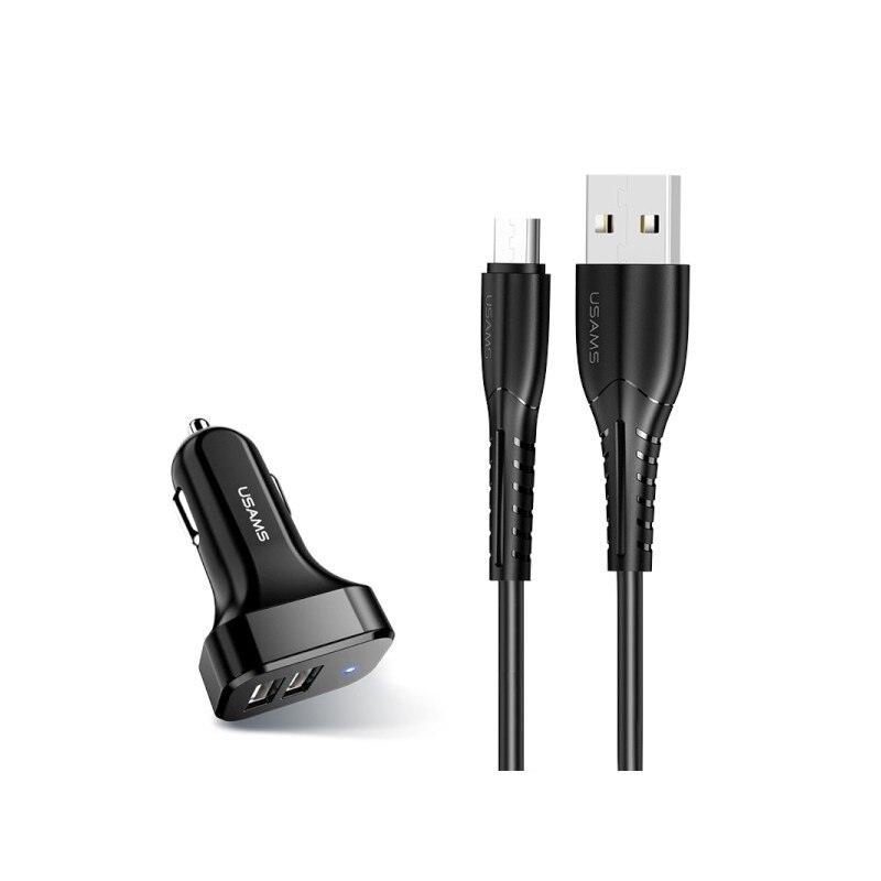 Incarcator Auto Usams C13 ,2x Usb ,2.1a , Cu Cablu Type -c, Negru - Ntu35tc13tz
